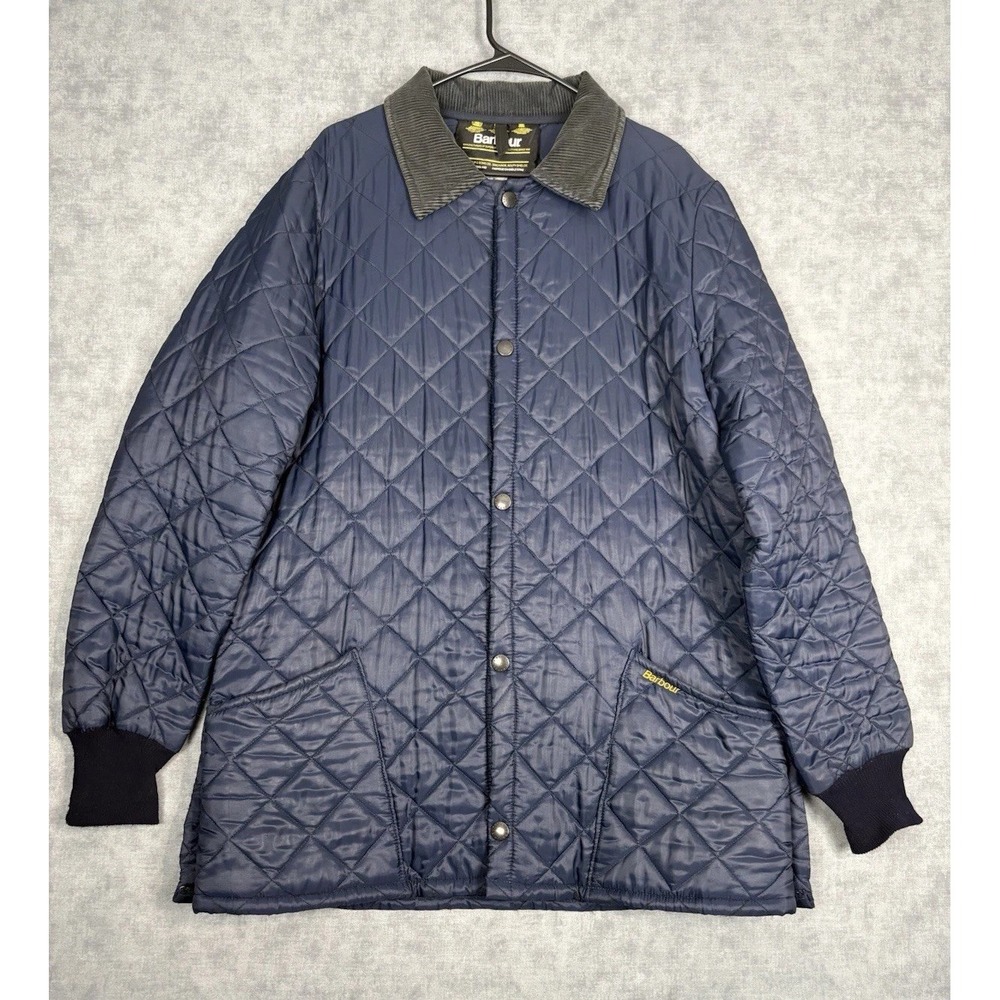 Vintage Barbour Liddesdale Quilted Jacket Men's L Navy Made England